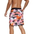 thumbnail image 4 of Stamzod Summer Bathing Suit Men 2026 Trendy Tropical Print Drawstring Swim Trunks Casual Vacation Beach Shorts for Men with Pocket Pink-1 XXXL, 4 of 7