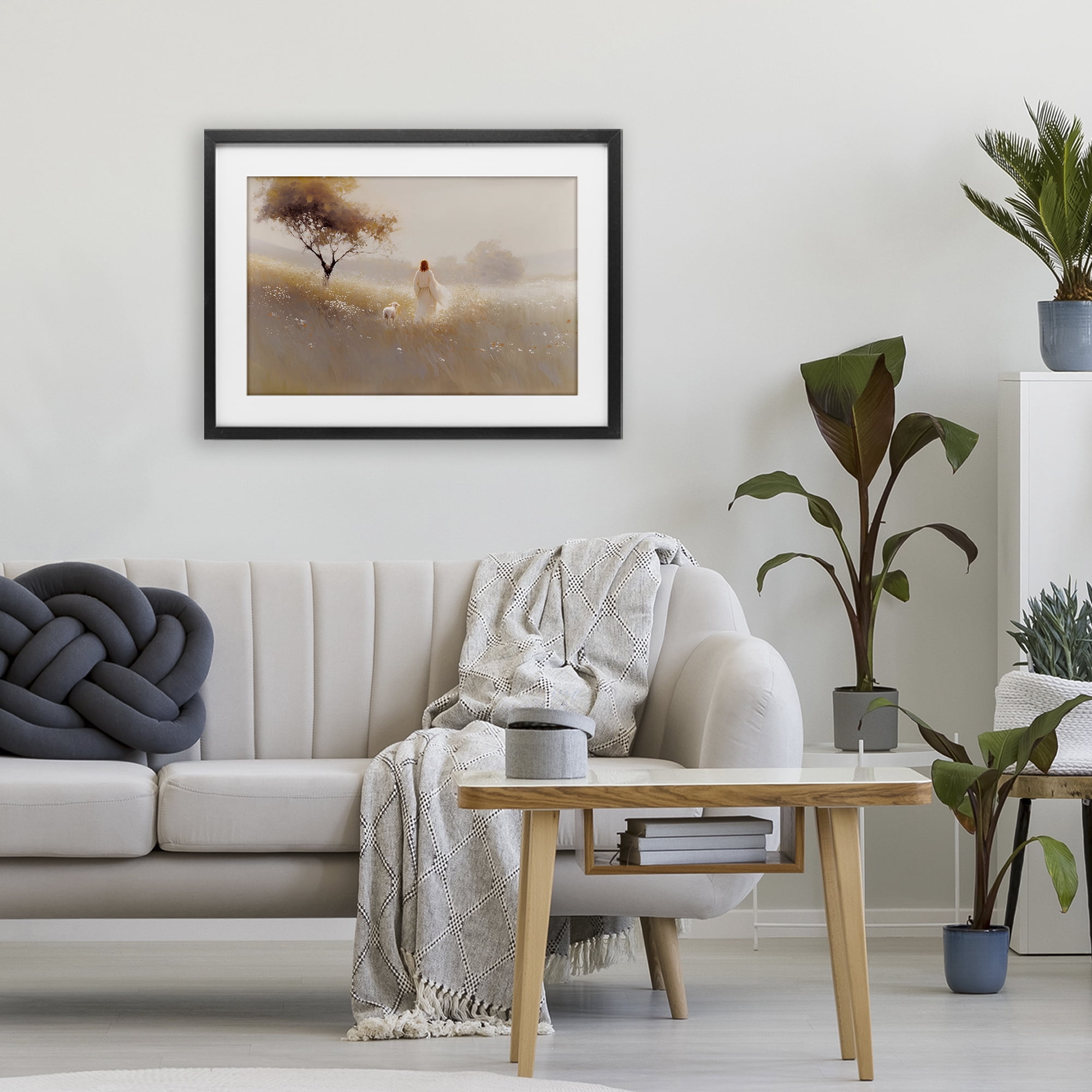 Stupell Industries Spiritual Shepherd & Lamb Black Framed Print Under Glass, design by Jacky Ngan