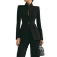 thumbnail image 2 of Women Blazer Pants Suit 2 Piece Outfits Casual Long Sleeve Blazer Set for Work Business Black XL, 2 of 9