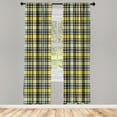 thumbnail image 2 of Ambesonne Yellow Plaid Curtains, Lines Retro Tartan Art, Pair of 28"x84", Soft Blue and Pale Eggplant, 2 of 4