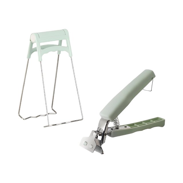 Yuarrent 2 unids/set pinzas de cocina de acero inoxidable 410/201 abrazadera de Clip anticaliente para tareas de cocina versátiles Cocina y Comedor verde claro