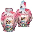 thumbnail image 3 of Hello Valentine’s Day Shetland Sheepdog Flower Crown Romantic Pink Floral All Over Print 3D Hoodie Unisex Merch Hoodies Sheltie Dog Lover Gifts - 00031, 3 of 6