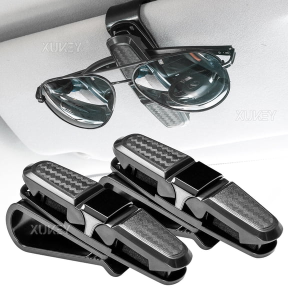 XUKEY 2Pack Car Auto Sun Visor Clip Holder For Glasses Sunglasses Eyeglass Ticket Card