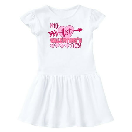 

Inktastic My First Valentine s Day with Pink Heart and Arrow Gift Baby Girl Dress