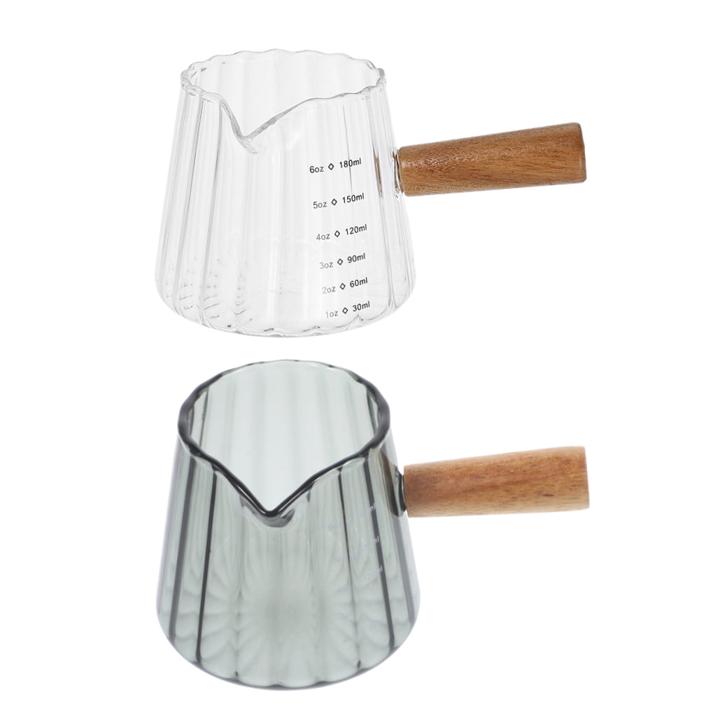 Pretyzoom 2Pcs Espresso Shot Glasses with Wooden Handle Glass Cups for Iced Coffee Accessories Travel Use