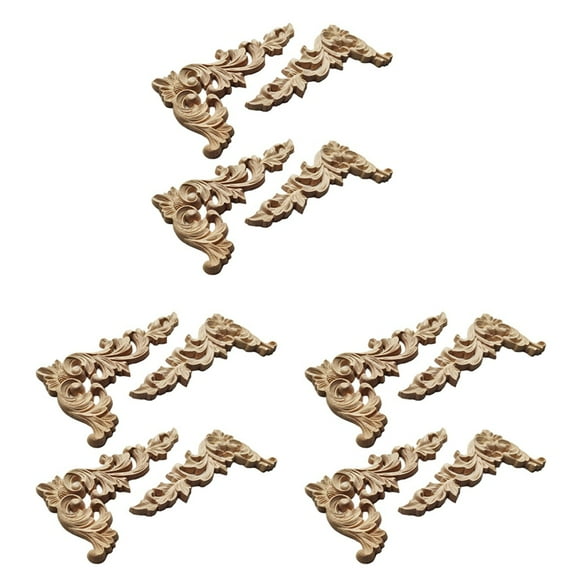 12Pcs Wood Carved Corner Onlay Applique Unpainted Frame Cupboard Cabinet Decal for Decoration A