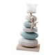 thumbnail image 4 of Candelabro de piedra náutica para centro de mesa, soporte para velas de pilar de playa Verde Blanco, 4 of 9