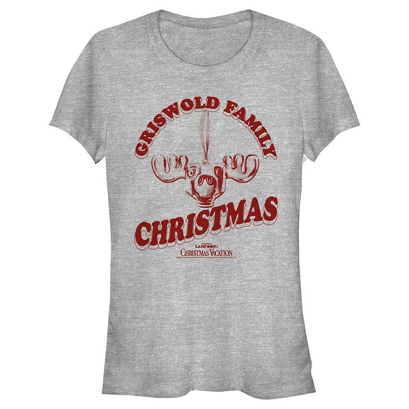 Junior's National Lampoon's Christmas Vacation Griswold Family Moose  Graphic Tee Athletic Heather 2X Large
