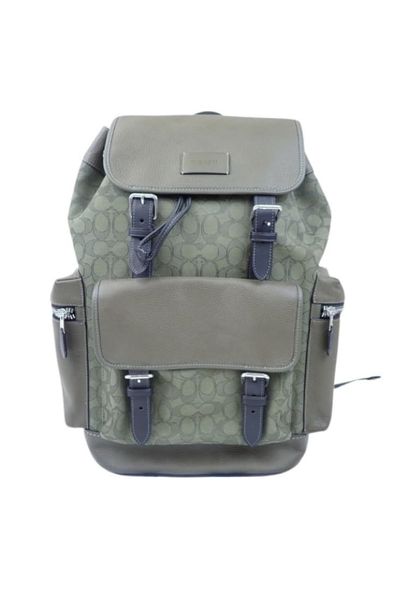 Pre-Owned COACH Signature CE523 Backpack, Khaki Canvas x Leather, Men's & Women's Backpack