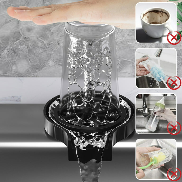 KITCHENMAX Glass Washer with Double Sided Bristle Brush, Glass Cup Brush  Cleaner with Suction Cups, Standing Glass Bottle Cup Cleaner for Bar  Kitchen Sink Washing Cleaning Tools 