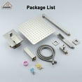 thumbnail image 3 of CASAINC 12 in.Wall-Mounted Square Shower System with Bathtub Faucet and Handheld Sprayer, Brushed Nickel, 3 of 11