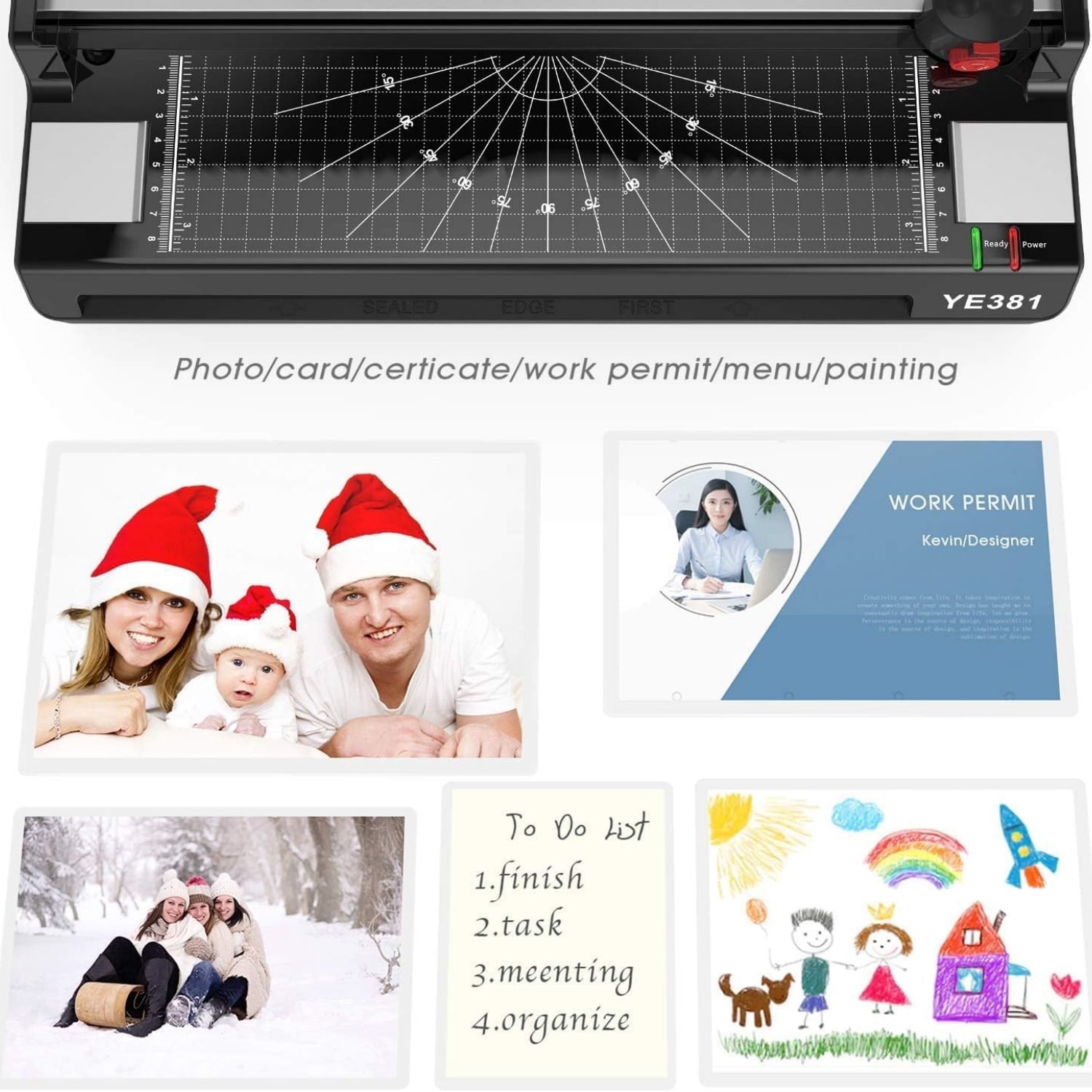 Laminator Machine for A3/A4/A6, YE381 13inch Thermal & Cold Laminating Machine for Home Office School Teacher Use with 50 Pouches, Paper Trimmer and Corner Rounder