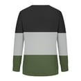 thumbnail image 5 of IROINNID Fall Shirts for Women Long Sleeve Tops Casual Patchwork Round Neck Pullover Relaxed Fit Comfy Sweatshirt Tops,Olive Green, 5 of 5