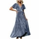 thumbnail image 1 of Vestido largo Formal de fiesta de Color sólido de manga corta con cuello en V y tira de verano Sexy a la moda para mujer Pompotops  ghjkhdj15688, 1 of 9