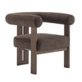 thumbnail image 3 of Christopher Knight Home 31" Modern Round Arm Accent Chair with Velvet Upholstery, Wood Frame, Dark Brown, 3 of 10