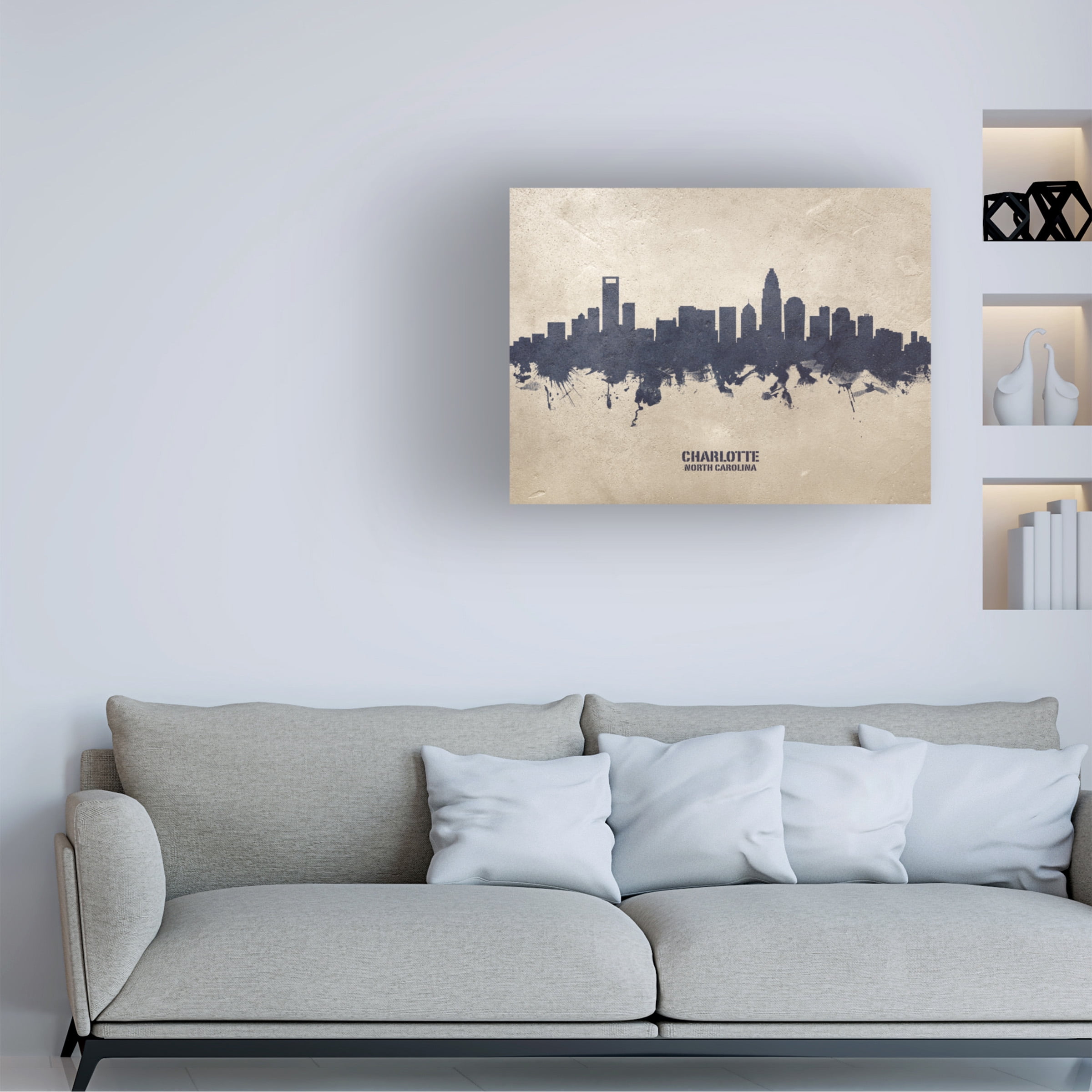Michael Tompsett 'Charlotte North Carolina Skyline Concrete' Canvas Art