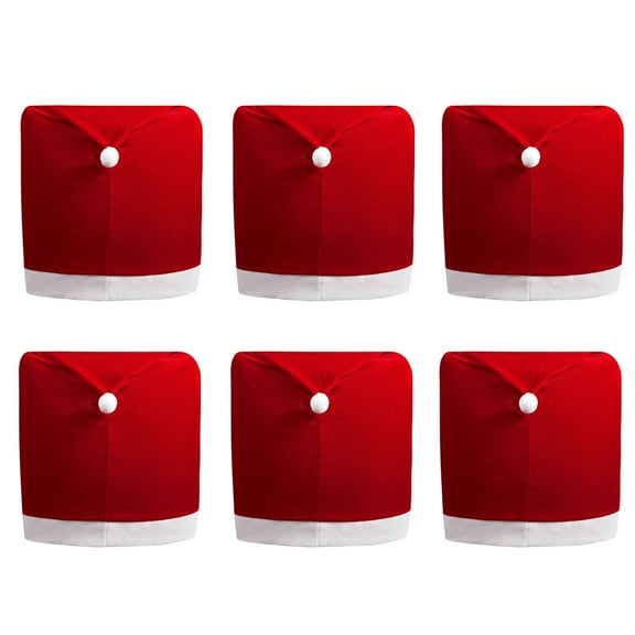 Nmdmisc Christmas Chair Covers Set of 6 Stretch Red Non-woven Xmas Chair Back Covers, Santa Hats Dining Chair Covers Slipcover for Holiday Christmas Decoration