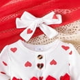 thumbnail image 6 of JAJAHO Infant Romper Baby Girl Clothes Valentine's Day Outfits Heart Print Short Sleeve Bodysuit With Headband Socks 3 Piece Set Cute One-Pieces, 6 of 7