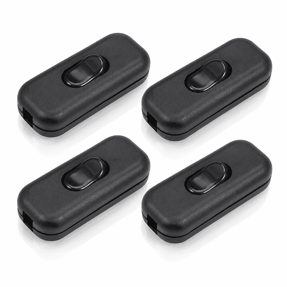 AC 250V 6A On-Off Inline Cord Switch Black for Table Lamp 4 Pack