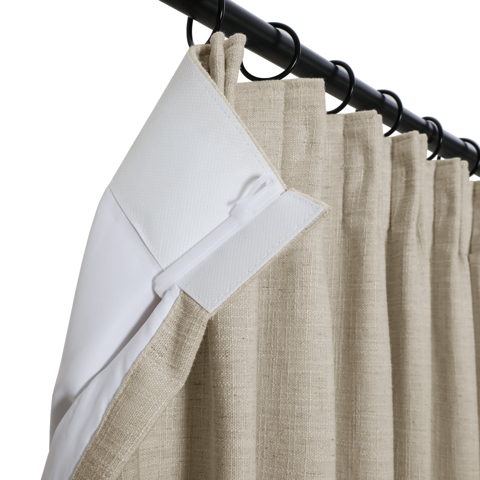 TWOPAGES 84 W X 84 L Inch Curtain Pinch Pleated Hanging Style Drapery Room Darkening Solid Linen Drapery for Bedroom, 1 Panel, Grey Beige