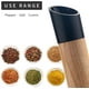 thumbnail image 3 of Juego de molinillos de sal y pimienta de madera rellenables, molinillo de especias de grosor personalizado para cocina, molinillos de madera maciza de diseño elegante para condimentar, blanco y negro, 3 of 6