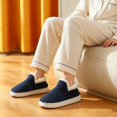 thumbnail image 5 of longantii Fluffy Slipper Booties Women Men,Plush Fuzzy Slippers Warm Fuzzy Comfy House Anti-Slip Thick Sole Winter Slipper(Navy), 5 of 5