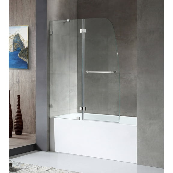 ANZZI Pacific Series 48 in. W by 58 in. H Frameless Hinged Tub Door in Chrome