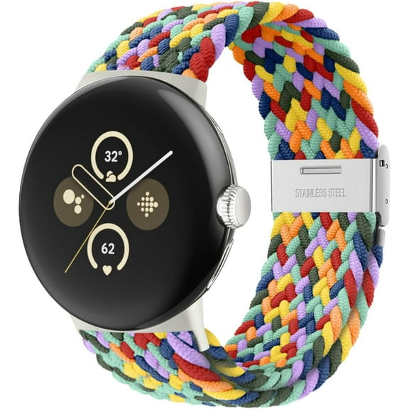 MYKOMI Stretchy Braided Bands Compatible with Google Pixel Watch 4 3 41mm/Pixel Watch 2 Band/Google Pixel Watch Band - Upgraded Connector - Elastic Nylon Breathable Sport Straps for Women Men