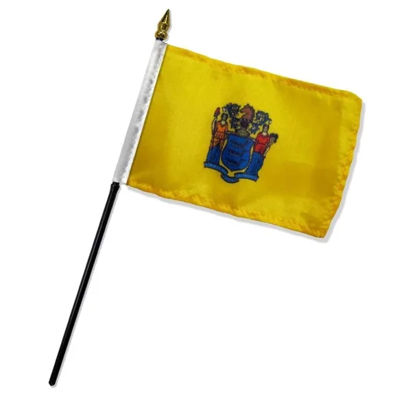 New Jersey State Flag 4"X6" Desk Table Stick