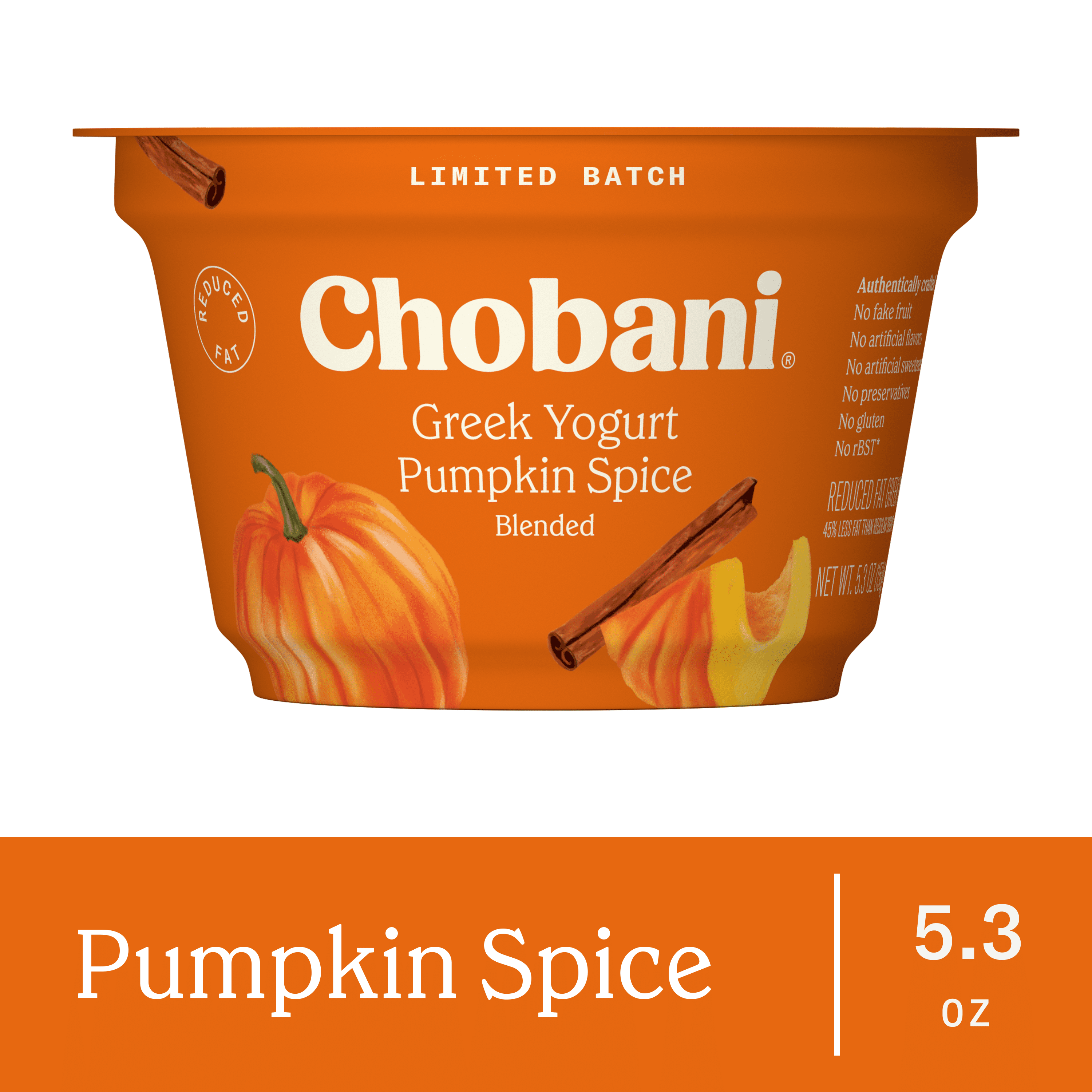 Chobani Greek Yogurt Limited Batch Pumpkin Spice Blended 5.3 oz Cup