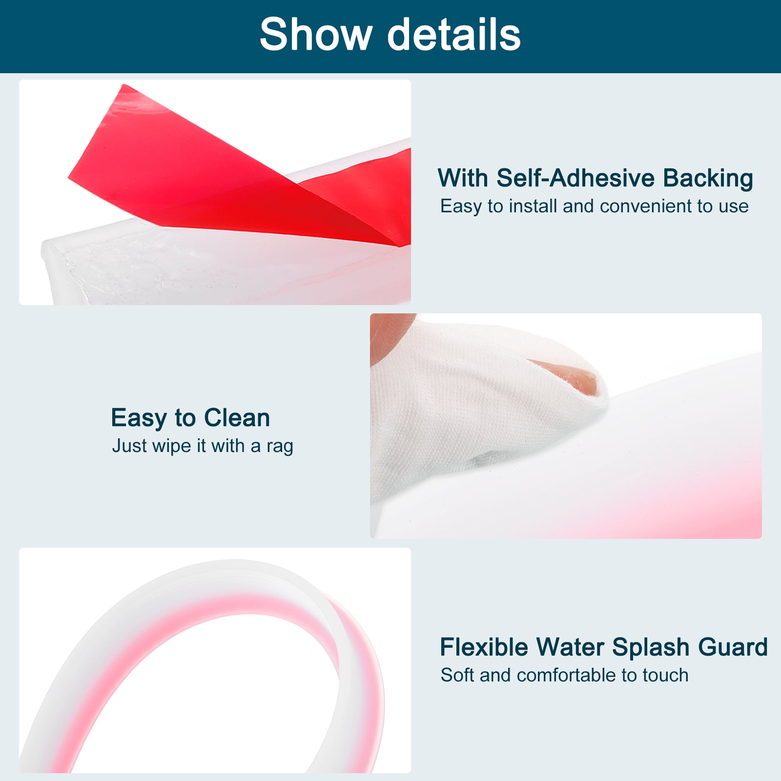 REGALWOVEN Collapsible Shower Barrier Stopper T-shape Water Splash Guard Blocker for Bathroom Clear 78 inch