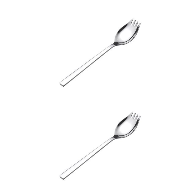 Naiovety 1 cuchara multifunción, tenedor todo en uno, mango largo de acero inoxidable, cuchara para ensalada de frutas, vajilla, herramienta para comer Plata 20.8*4 cm 2piezas Naiovety CBP074508