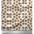 thumbnail image 1 of Soimoi Brown Cotton Voile Fabric Geometrical Star Geometric Printed Fabric 1 Yard 42 Inch Wide, 1 of 3