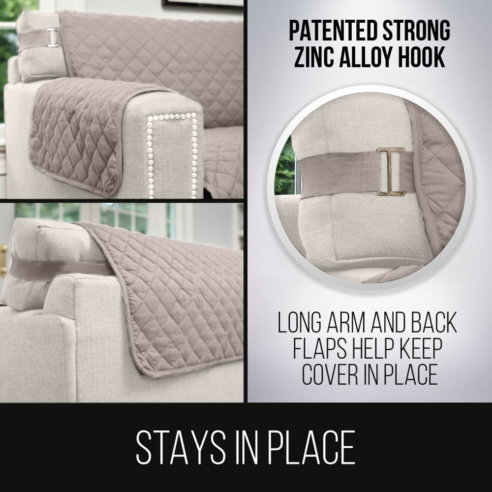Sofa Shield Couch Slip Cover with Strap, Cushion Protector for 78" Seat, Light Taupe