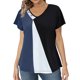 thumbnail image 1 of Gibobby Camisetas de verano para mujer Camiseta informal manga corta suelta con estampado moda en color contrastante para mujer(Azul,M), 1 of 5