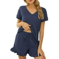 thumbnail image 3 of Women Summer Short Pajama Set Loose Top and Shorts Sleepwear Nightwear Loungewear PJ Set, 3 of 4