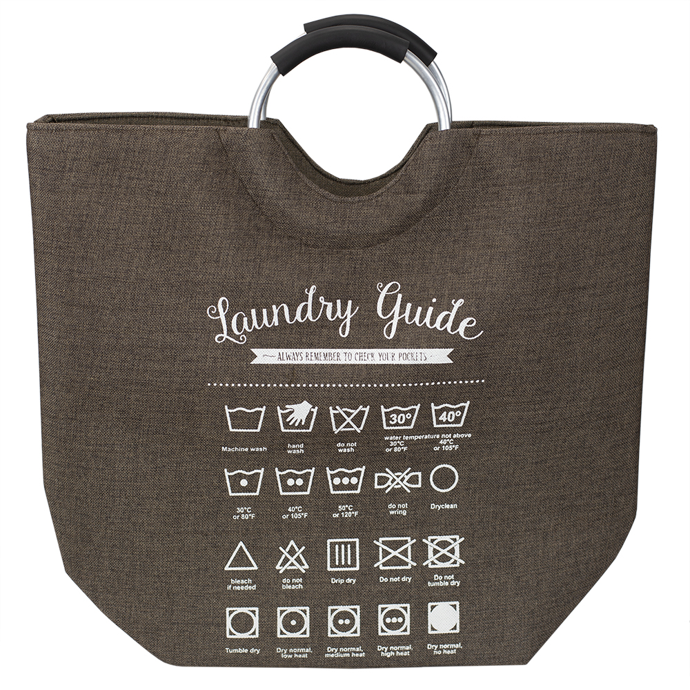 Home Basics Laundry Guide Canvas Hamper Tote with Soft Grip Handles