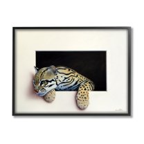 Stupell Industries Wildlife Ocelot Resting Paws Cutout Illusion Painting Black Framed Art Print Wall Art, Design by Alan Weston