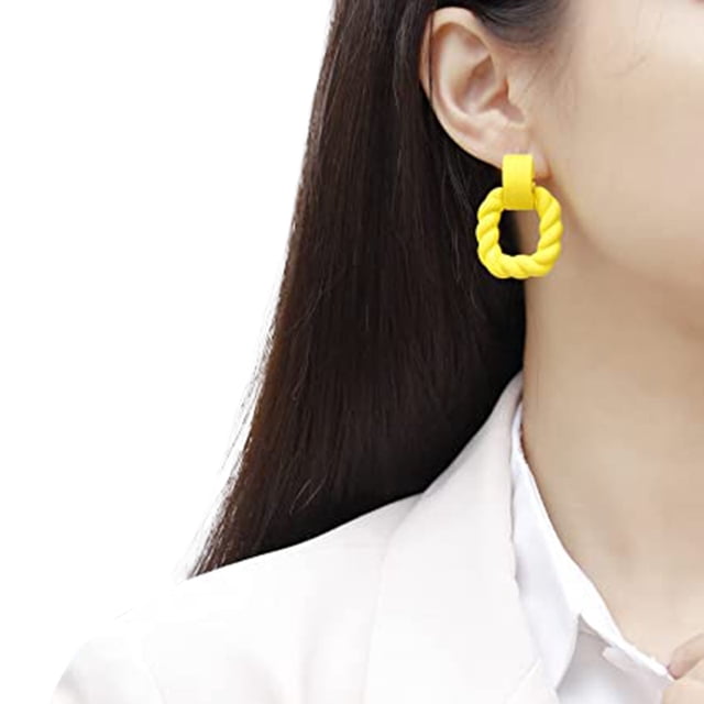 Modern Geometric Rectangle Acrylic Statement Earrings for Women Contemporary Fashion Jewelry Accessory