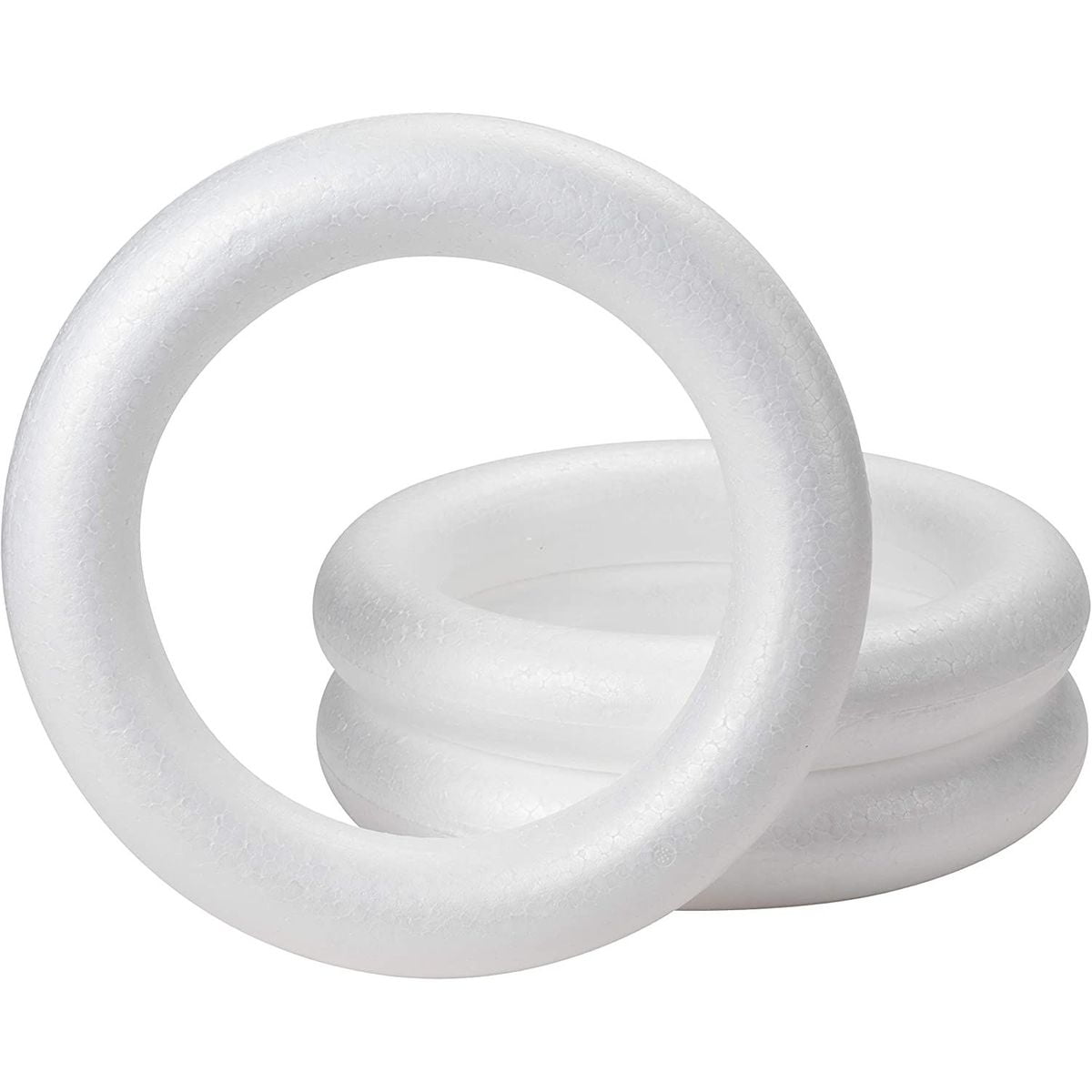 10 pc EPS Polystyrene Wreaths 10X2 White Craft Styrofoam Floral Ring with Rounded Edges 