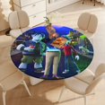 thumbnail image 4 of Onward-theme Fitted Round Tablecloths Elastic Edged Table Covers Waterproof Table Cloth for Kitchen Holiday Party Tables Decor 120cm, 4 of 6