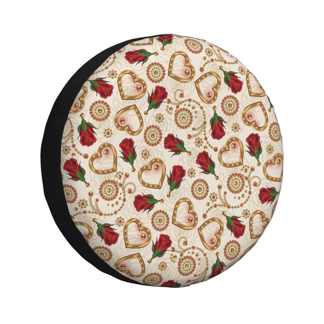 Balery Valentine'S Day Rose Cubiertas para Neumáticos - Protector Resistente para Neumáticos de Camioneta, SUV, Remolque, Camper y RV-16 inch