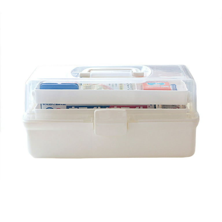 Sayoo Plastic Storage Box Medical Box Organizer Portable Empty First Aid Box Clear Family Emergency Kit Box Medication Storage Box, Size: Medium, Blue