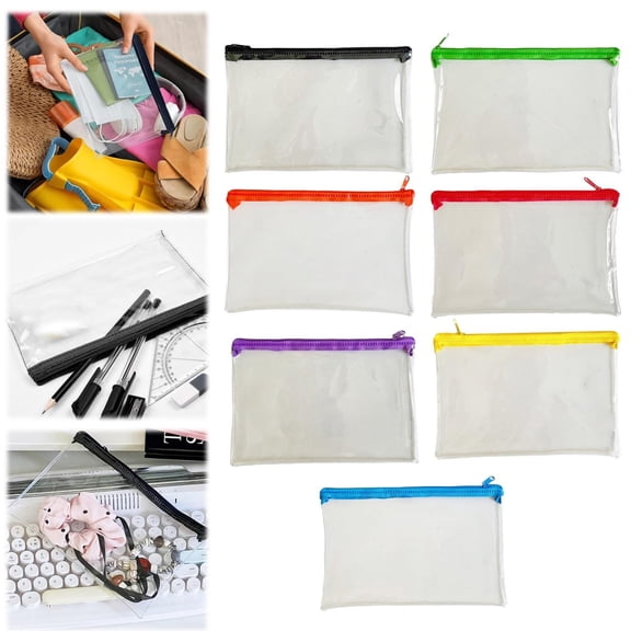 CoreLiving Clear Plastic Pouch with Zipper for Exams, Transparent Waterproof Hard Shell Case for Cosmetics Office Currency Storage, 1-Pack
