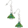 thumbnail image 1 of Delight Jewelry Silvertone Green Resin Christmas Tree with Crystals Silver tone Infinity French Earrings, 1 of 4