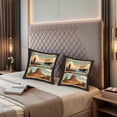 thumbnail image 2 of Set of 2 Decorative Throw Pillow Covers 18x18in - Cowboy Sunset & Ancient Temple Design for Couch Bed Car, 2 of 8