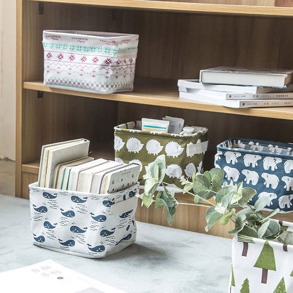 Two Handles Cotton And Linen Desktop Storage Box Storage Basket Water Proof Clutter Storage Box Lightweight And Durable. With Lining, Easy To Clean Organizing Box Clutter Box