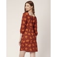 thumbnail image 2 of Moomaya Printed Short Dresses For Women, Button-Up Square Neck 3/4Th Sleeve Dress, 2 of 8