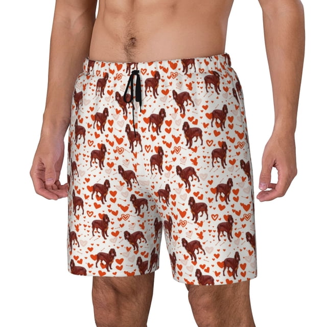 Balery dog Valentine's day Bañador para hombre, shorts de playa de secado rápido con entrepierna y forro de compresión-Small