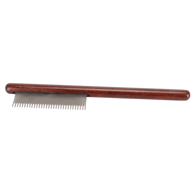 Pet Wooden Comb, Stainless Steel Pin Teeth Beautiful Dog Grooming Brush Wooden Handle Comfortable Grip for Indoor for Rabbits for Dogs Long and Short Tooth Comb